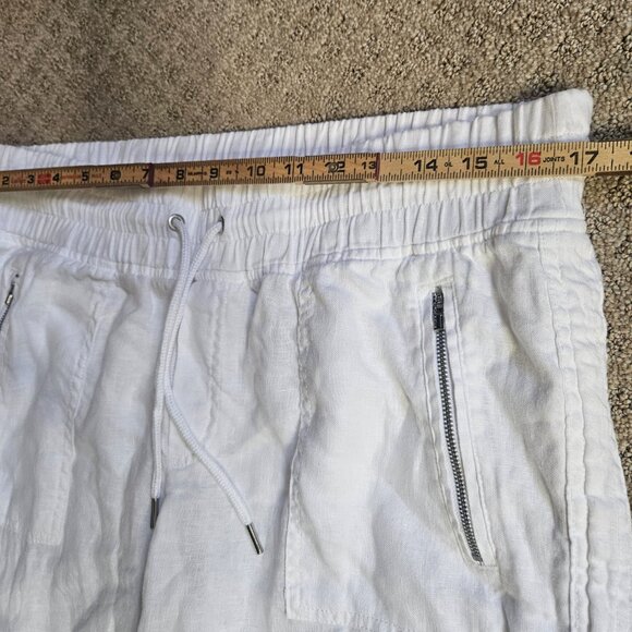 Athleta Cabo 100% Linen Women's Pants SZ 14 White Wide Leg Pull On Baggy Beachy - Picture 12 of 14